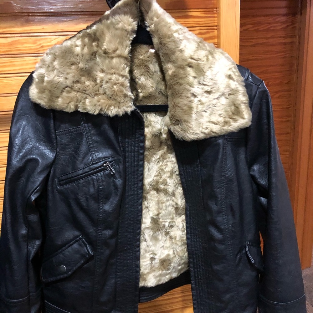 Free People fur/leather moto jacket